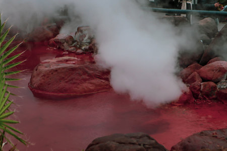 Chinoike Jigoku (Blood pond Hell) in beppu, oita, japanの写真素材