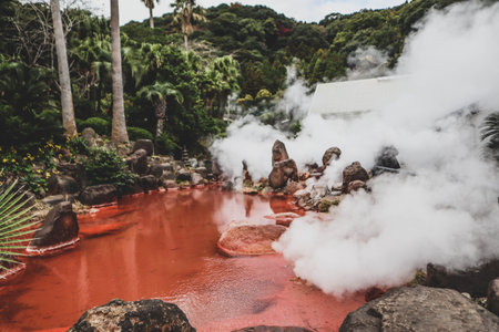 Chinoike Jigoku (Blood pond Hell) in beppu, oita, japanの写真素材