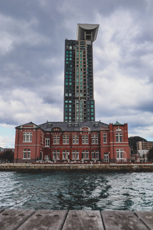 Scenic Waterfront View with Vintage Architecture in Kitakyushu, Japanの写真素材