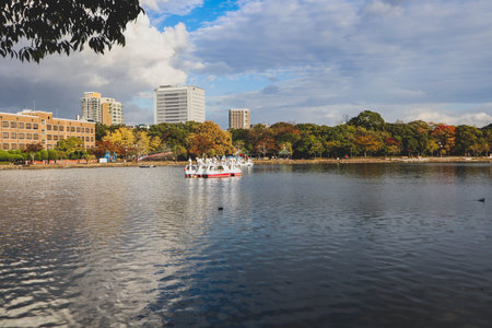Landscape of Ohori Park, a relaxing space in Fukuoka's waterfront cityの写真素材