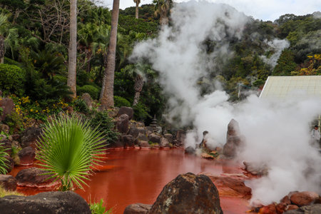 Chinoike Jigoku (Blood pond Hell) in beppu, oita, japanの写真素材