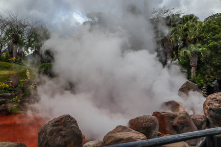 Chinoike Jigoku (Blood pond Hell) in beppu, oitaの写真素材