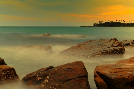 Beautiful sunset at Koh Tao Islandの写真素材