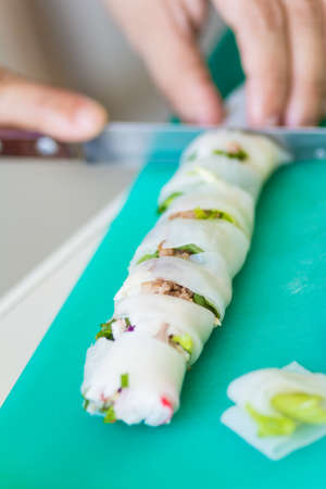 split food on blockの写真素材