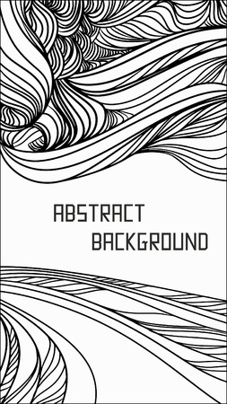 Black and white vector abstract hand-drawn doodle. Hand drawn wave background.のイラスト素材