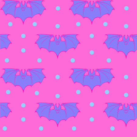Seamless pattern with bats for Halloween. Vaporwave and seapunk palette. EPS10 vector illustration.のイラスト素材