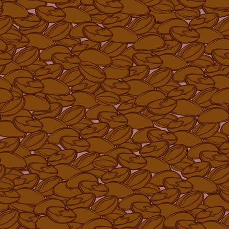 Seamless coffee beans background. Hand drawn illustration in sketch style. vector illustrationのイラスト素材