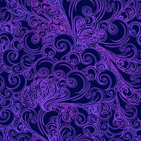 Seamless pattern. Retro style curly decorative clouds with. Decorative element for tattoo textile prints or greeting card design.のイラスト素材