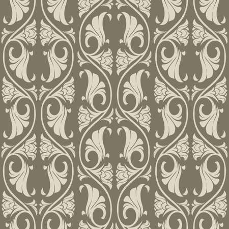 Gothic floral seamless pattern. Vertical rhythm. Popular motiff in Medieval european art. Element for designing medieval style textile, prints and illustrations. Retro colors. EPS 10 vectorのイラスト素材