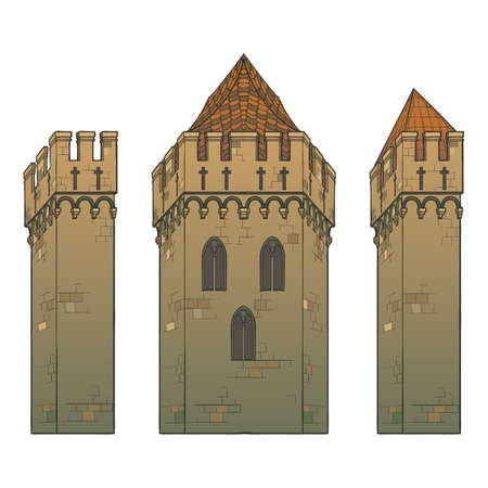 Typical Medieval Castle. Element for the medieval style illustrations. EPS10 vector illustrationのイラスト素材