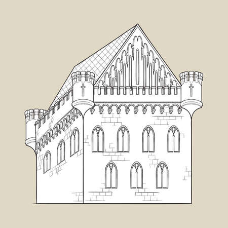 Typical Medieval Castle. Element for the medieval style illustrations. EPS10 vector illustrationのイラスト素材