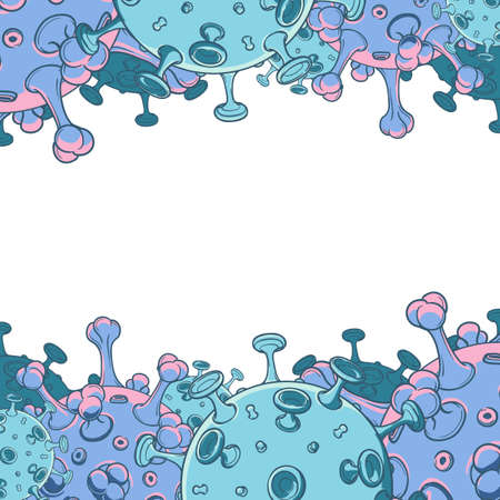 SARS-CoV-2 virion schematic representation. Temlate for card, blank or brochure cover. Painted sketch isolated on white background. EPS10 vector illustrationのイラスト素材