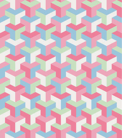 Seamless geometrical pattern with pink and blue shapesのイラスト素材