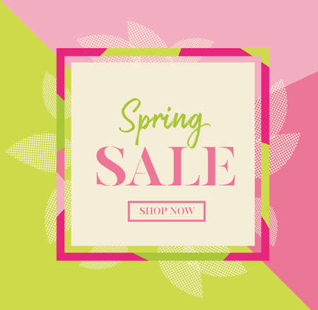 Sale banner with green and pink abstract backgroundのイラスト素材