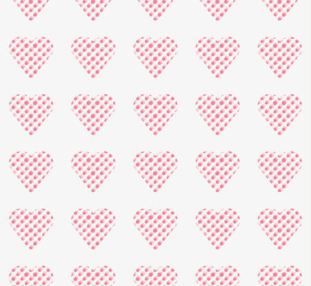 Seamless pattern with hearts filled with pink dotsのイラスト素材