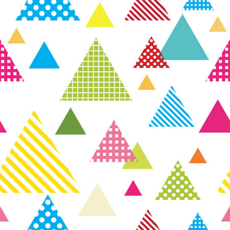 Seamless pattern with colorful triangles and white background