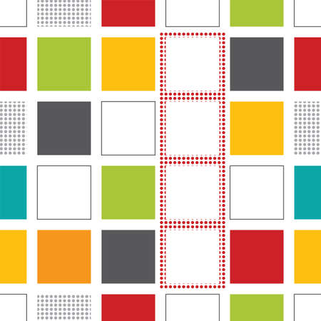 Seamless memphis style pattern with colorful squares and dotsのイラスト素材