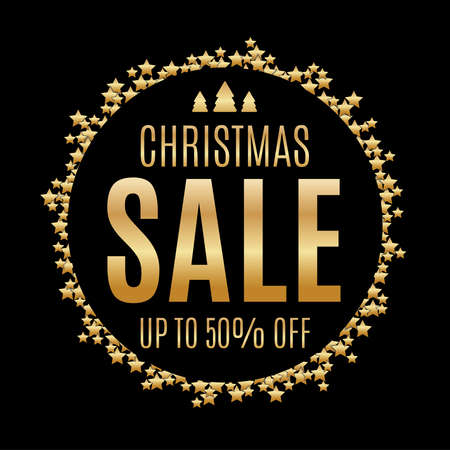 Black and gold Christmas sale backgroundのイラスト素材