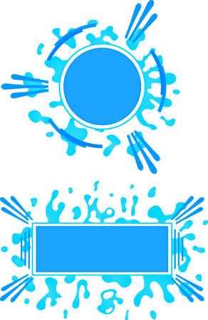Two frames circular and rectangular shape with water splashesのイラスト素材