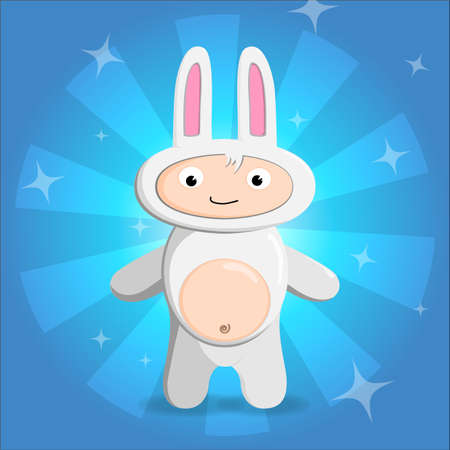 illustration with child in a suit of a rabbitのイラスト素材