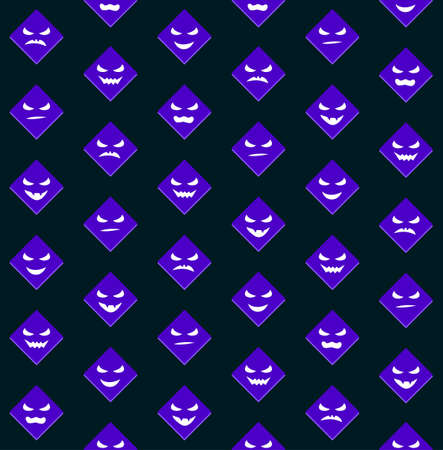 Halloween seamless background with scary faces on blackのイラスト素材