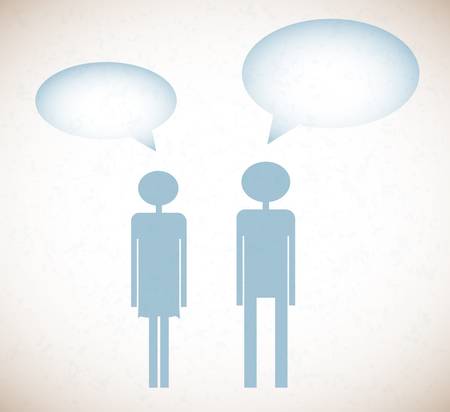 Grunge background with peoples and say bubbleのイラスト素材