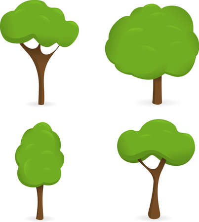 Four  trees on white backgroundのイラスト素材