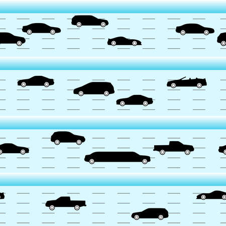 Highways traffic seamless texture with silhouettes of different carsのイラスト素材