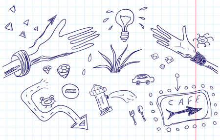 Hand drawn sketch. Notebook doodles made with penのイラスト素材