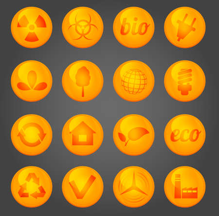 Environment vector glossy icons setのイラスト素材