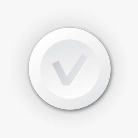 White plastic checkmark button. Vector icon with shadowのイラスト素材