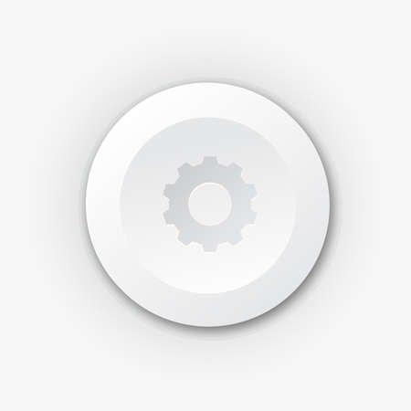White plastic button with gear. Vector iconのイラスト素材