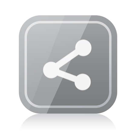 Gray rounded square share icon with reflectionのイラスト素材