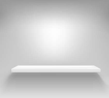 Empty white shelf hanging on a wallのイラスト素材