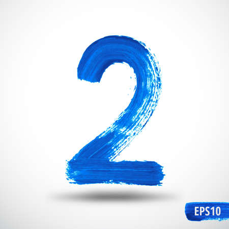 Watercolor One Number. Grunge Backgroundのイラスト素材