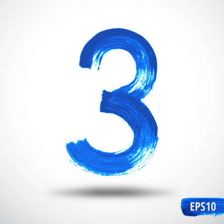 Watercolor Three Number. Grunge Backgroundのイラスト素材