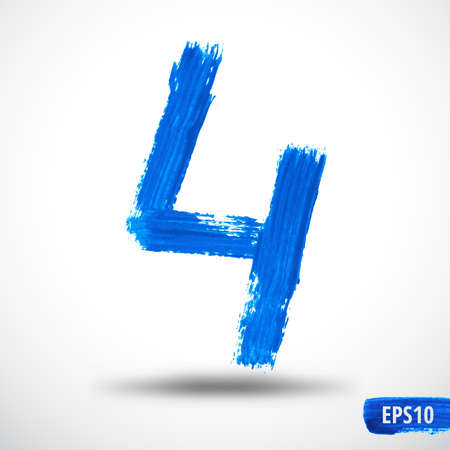 Watercolor Four Number. Grunge Backgroundのイラスト素材