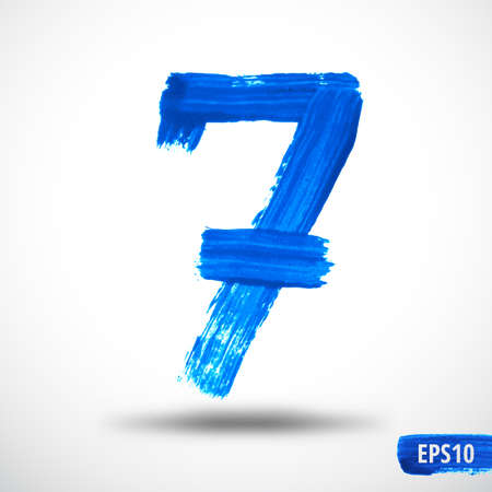 Watercolor Seven Number. Grunge Backgroundのイラスト素材