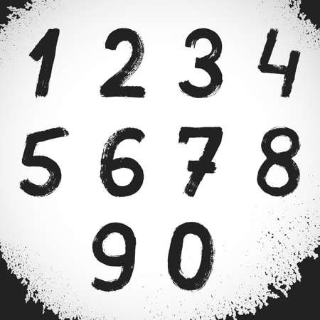Grunge Style Font. Grunge Numbers.のイラスト素材
