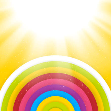 Rainbow Colored Circles. Shiny Vector Background. Abstract Backgroundのイラスト素材