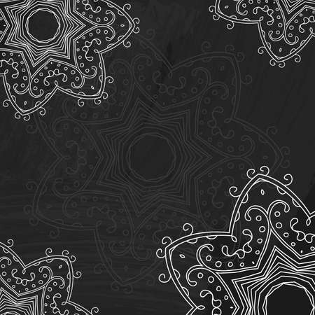 Vector flourish pattern. Chalk board with floral ornament. のイラスト素材