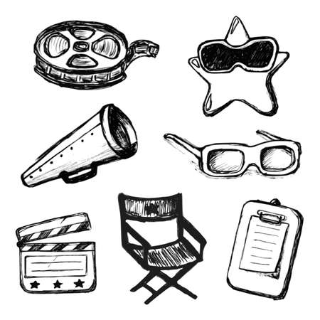 Cinema doodles. Vector iconsのイラスト素材