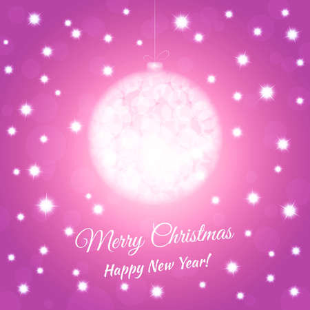 New year ball postcard in bokeh technique. Merry Christmas cardのイラスト素材