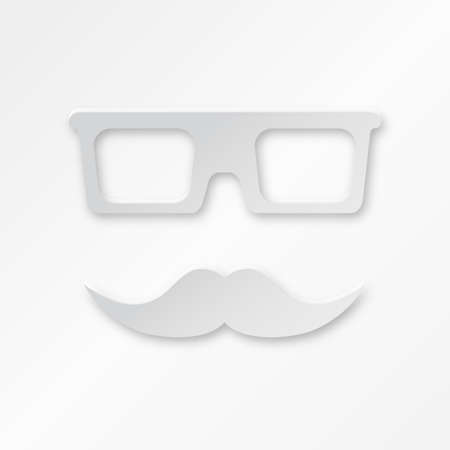 Vector Paper Hipster Background With Glasses And Mustacheのイラスト素材