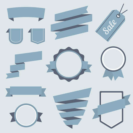 Vector Stickers and Badges Set 9. Flat Style.のイラスト素材