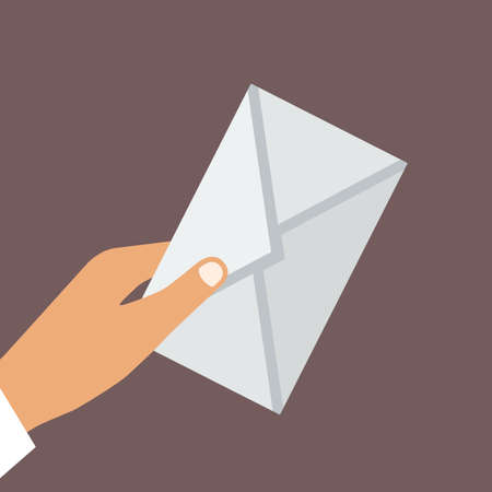 Hand Holding Envelope. Flat style. Vector illustrationのイラスト素材