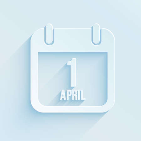 calendar apps icon for 1 april fool's day. Paper style illustrationのイラスト素材