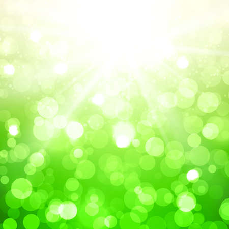 Blurred Summer Vector Background With Sun on greenのイラスト素材