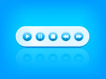 Vector media player interface on blue colored backgroundのイラスト素材