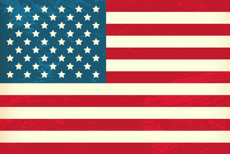 Vector grunge styled flat flag of usaのイラスト素材